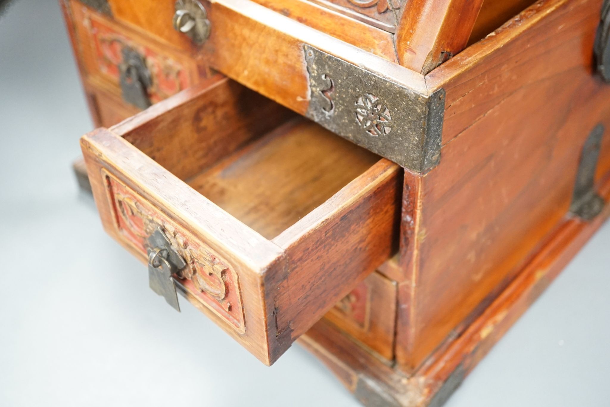 A Chinese cypress wood dressing box, 37cm